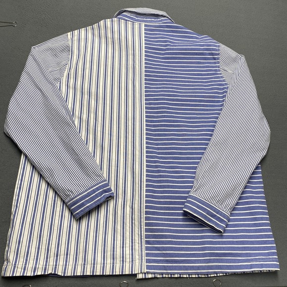 WeSC Jacket Mens XL Blue White Striped Chore Workwear Sail Away Nautical Cotton - Picture 8 of 11